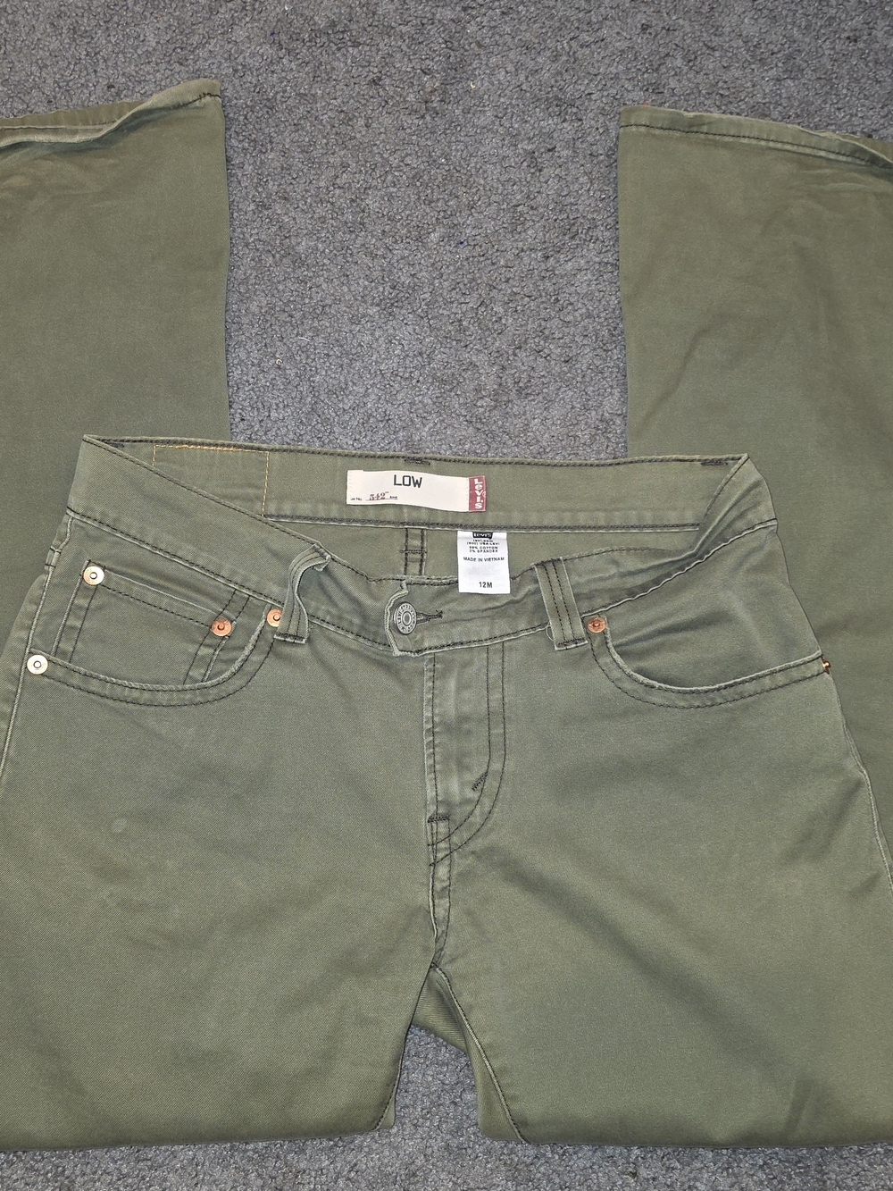 Levis Low Rise Flare Olive Green  Jeans